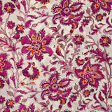 Voile de viscose imprimé fleurs baroque rose fond écru