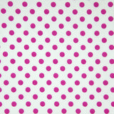 Tissus Piqué de coton milleraies imprimé pois fuchsias sur fond blanc