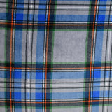 Blue and gray tartan printed comforter fleece