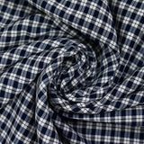 Polyester tissé-teint à carreaux blanc et bleu marine