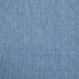 Chambray de algodón decorado con pedrería fondo azul claro