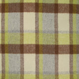 Laine mélangée brossée à carreaux beige, marron et anis