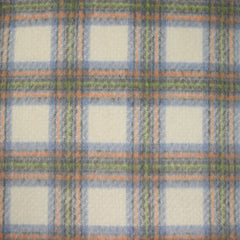 Laine mélangée brossée carreaux écru, bleu, gris, orange et vert