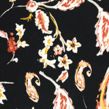 Viscose crepe printed paisley black background