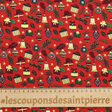 Cotton printed and golden accessories red background
