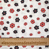 Marguerite negro y rojo de algodón estampado de algodón blanco