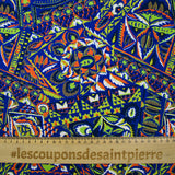 Twill de polyester satin imprimé virtuose orange et vert fluo