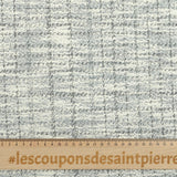 Maille Coco polycoton lurex carreaux gris, noir et vert fond blanc cassé