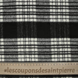 Laine mélangée brossé à carreaux noir, blanc et gris