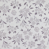 Piqué de coton imprimé fleurs de saison gris fond blanc
