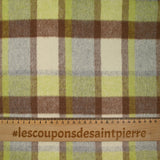 Beige brushed checkered woolen, brown, gray and anise green