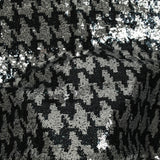 Tulle sequin pied de coq noir et argent