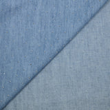 Chambray de coton orné de strass fond bleu clair