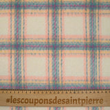 Brushed wool blend with ecru, pink, turquoise and yellow checks