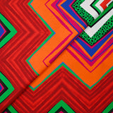 Retro green and orange chevron printed cotton poplin