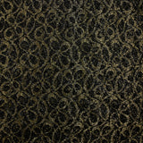 Dentelle polyester fleurs dorées brodées lurex noir