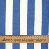 Coton rayé racing bleu et blanc