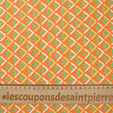 Viscose imprimée la pointe écrue fond orange
