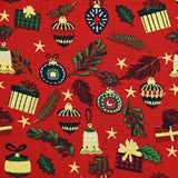 Cotton printed and golden accessories red background