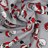Polycoton imprimé Père Noël fond gris