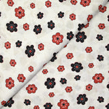 Marguerite negro y rojo de algodón estampado de algodón blanco