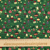 Coton imprimé et doré accessoires fond vert