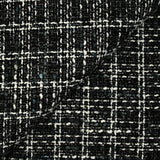 Tweed polyester gris souris, blanc et bleu canard