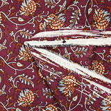 Indian cotton printed Amayra white and rust garnet background