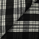 Laine mélangée brossé à carreaux noir, blanc et gris