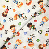 Fútbol estampado de algodón con amigos Fondo blanco