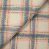 Brushed wool blend with ecru, pink, turquoise and yellow checks