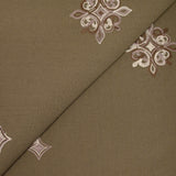 Crêpe viscose brodé Aurore fond marron taupe