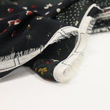 Printed muslin Patch flowers and hearts black background
