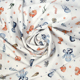 Coton imprimé poisson-clown fond blanc