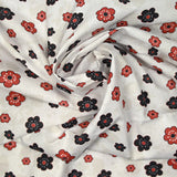 Marguerite negro y rojo de algodón estampado de algodón blanco