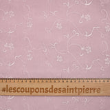 Voile de polyester brodé floral bohème rose poudré