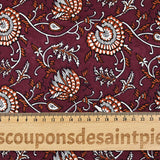 Indian cotton printed Amayra white and rust garnet background