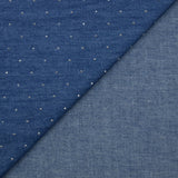 Chambray de coton orné de strass fond bleu moyen