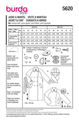 Patron Burda n°5620 : Manteau & veste