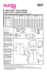 Patrón Burda n°5647: Chaqueta y abrigo