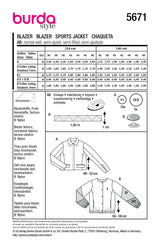 Burda pattern n°5671: Jacket