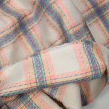 Brushed wool blend with ecru, pink, turquoise and yellow checks