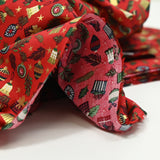 Cotton printed and golden accessories red background