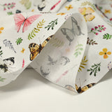 Cotton printed multicolored butterflies white background