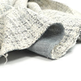 Maille Coco polycoton lurex carreaux gris, noir et vert fond blanc cassé
