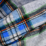 Blue and gray tartan printed comforter fleece