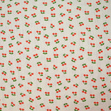 Pointelle cotton jersey cherry print off-white background