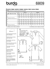 Patrón N ° 6809: Blusa, T -Collar Túnica
