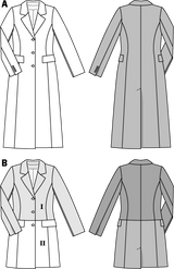 Patrón N ° 6845: chaqueta, abrigo largo