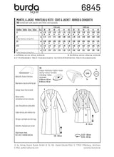 Patrón N ° 6845: chaqueta, abrigo largo